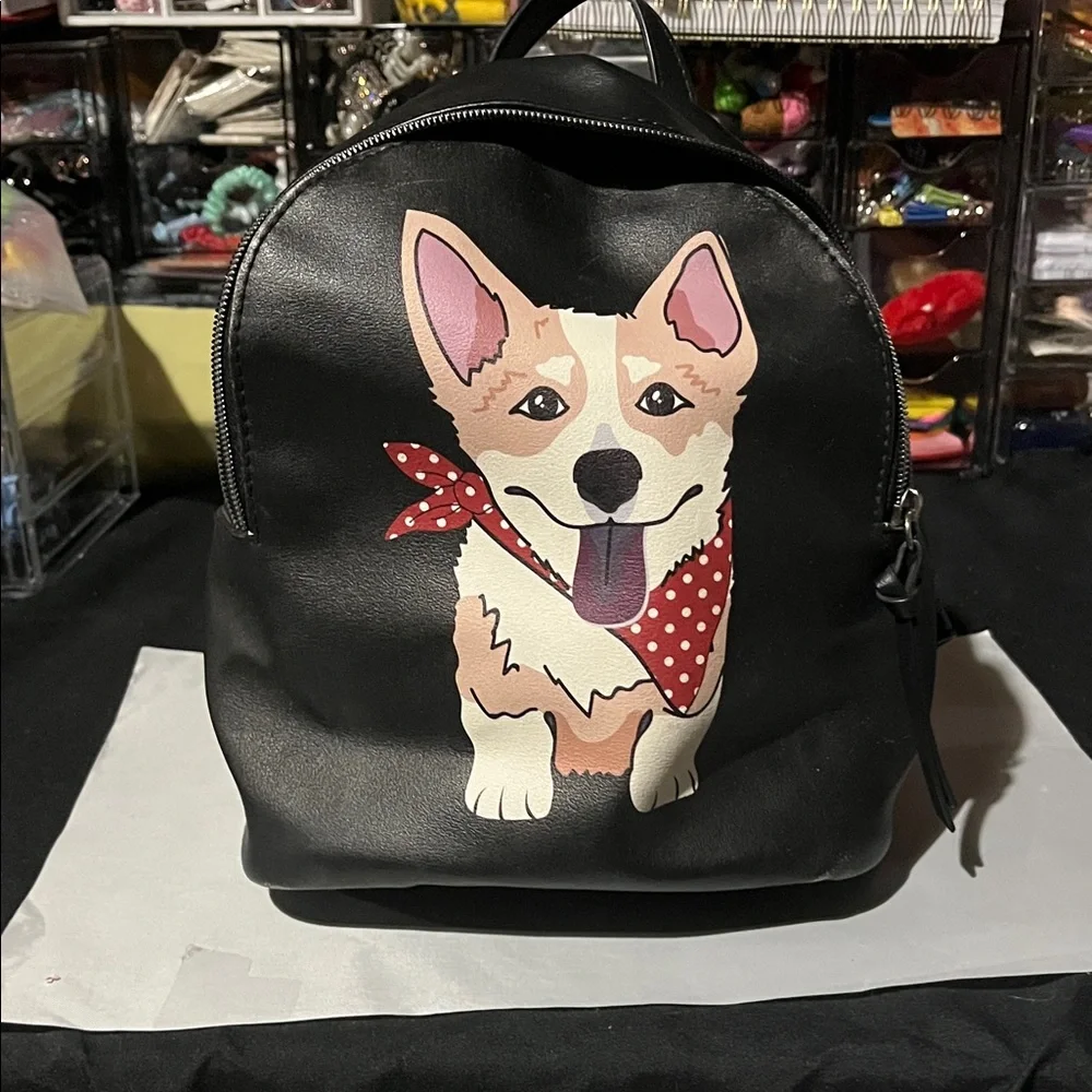 Black Dog Print Backpack